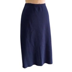 Eileen Fisher midnight blue silk& organic cotton pencil skirt midi length